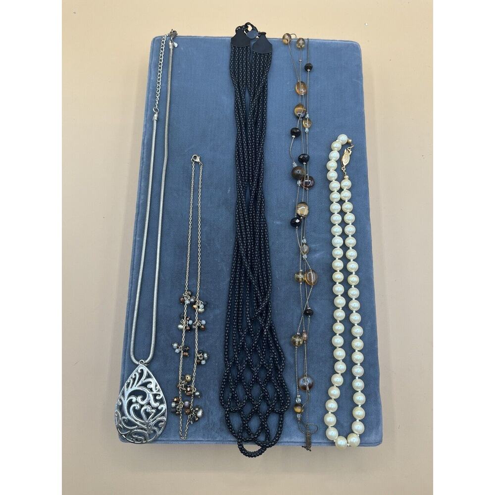 Lot Of 5 Necklaces RMN Avon Express Faux Pearl Gold Tone